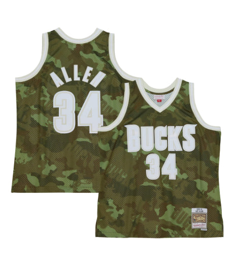 Ray Allen Milwaukee Bucks Mitchell & Ness NBA Ghost Camo Authentic Jersey-Adult